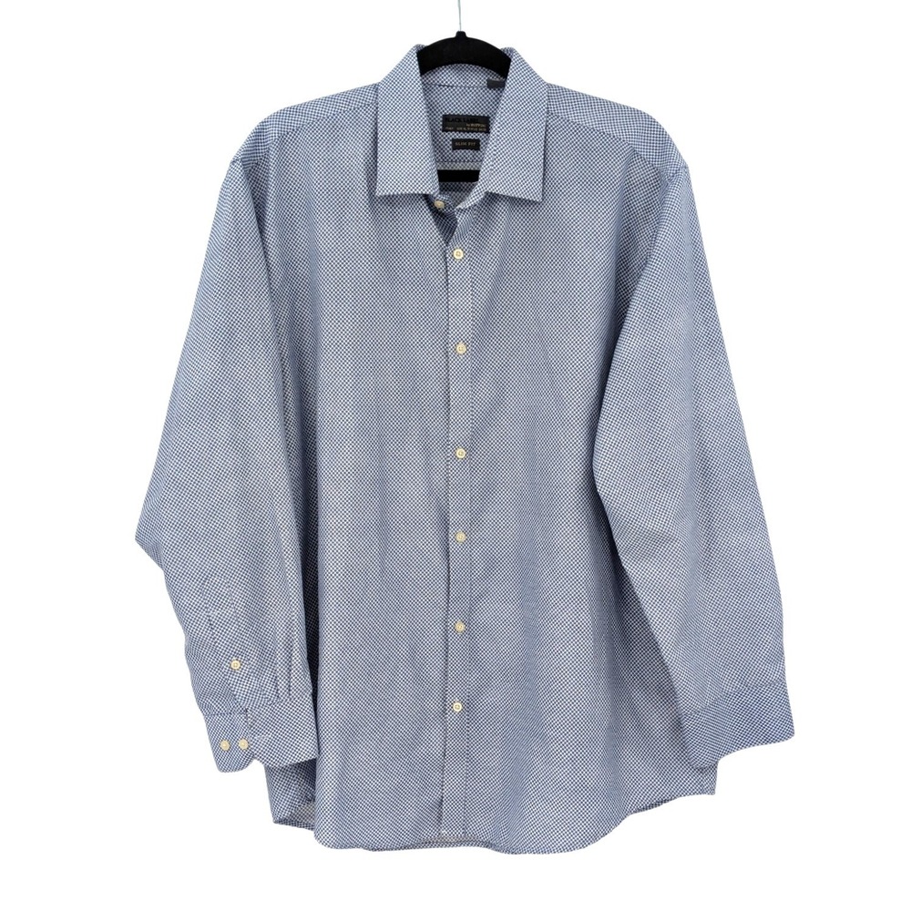 Slim‎ Fit Stretch Dress Shirt Blue Micro Print Ruffini Black Label XL